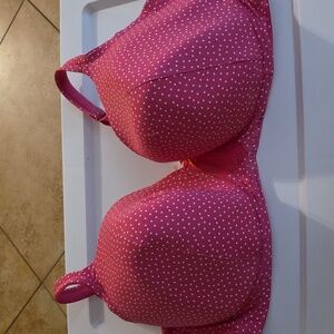 Cacique 44H W/ Underwire Pink W White Dots Colored Womens Bra (Paula #2)